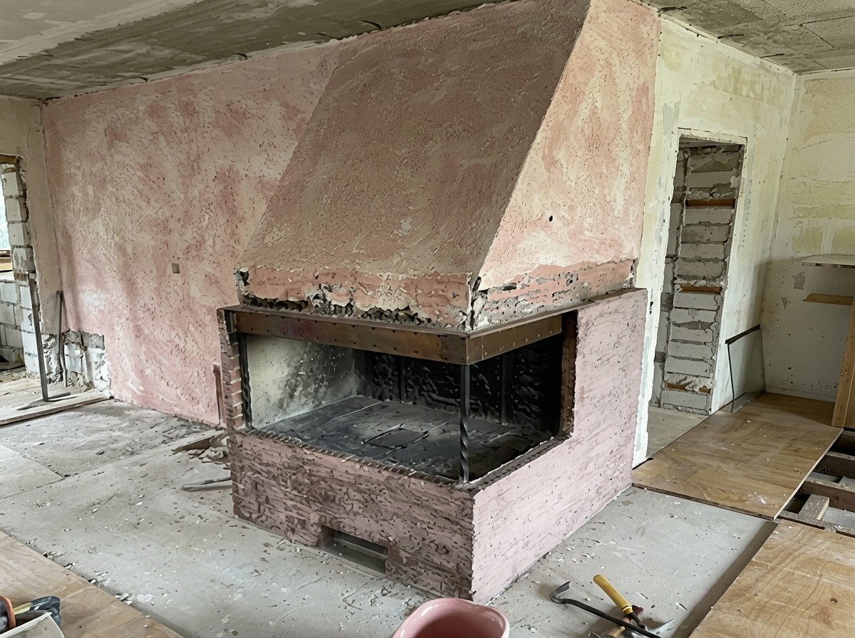 Alter gemauerter Kamin vor der Sanierung